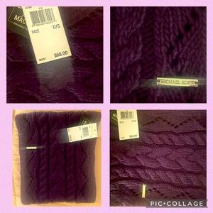 Michael Kors cable knit scarf 🧣rich purple color ~ NEW w/tags